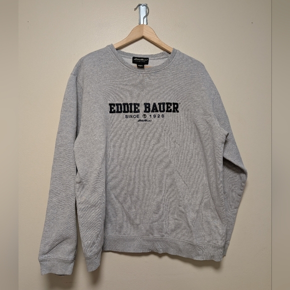 Eddie Bauer Gray Crewneck Sweatshirt | Tall Large | Embroidered Logo - Picture 5 of 8
